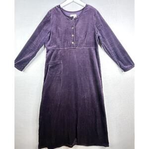 Real Comfort Long Sleeve Corduroy Dress Womens 16 Purple Pocket Vintage Modest
